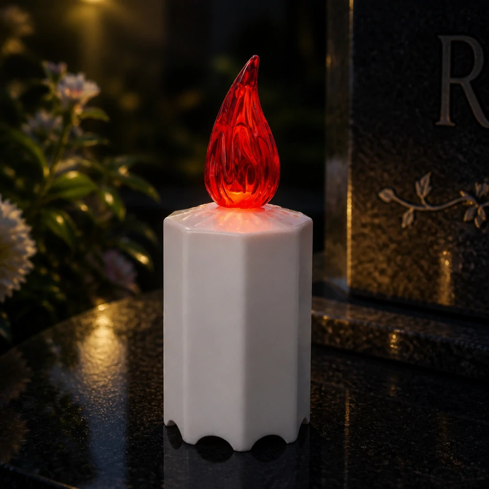 LED hřbitovní svíčka s červeným plamenem