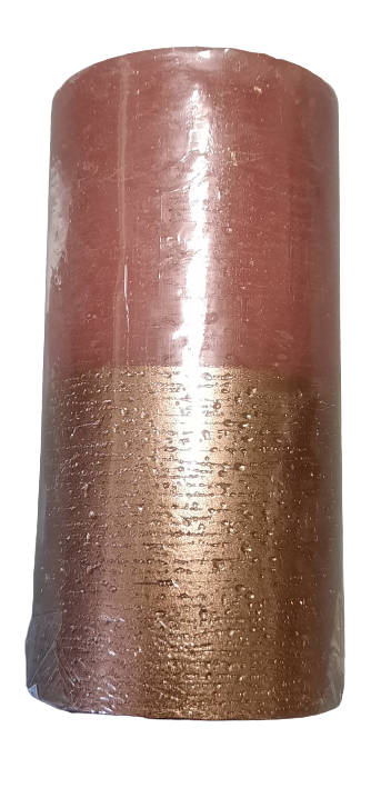 Svíčka rustikální válec růžová/zlatá ps2290