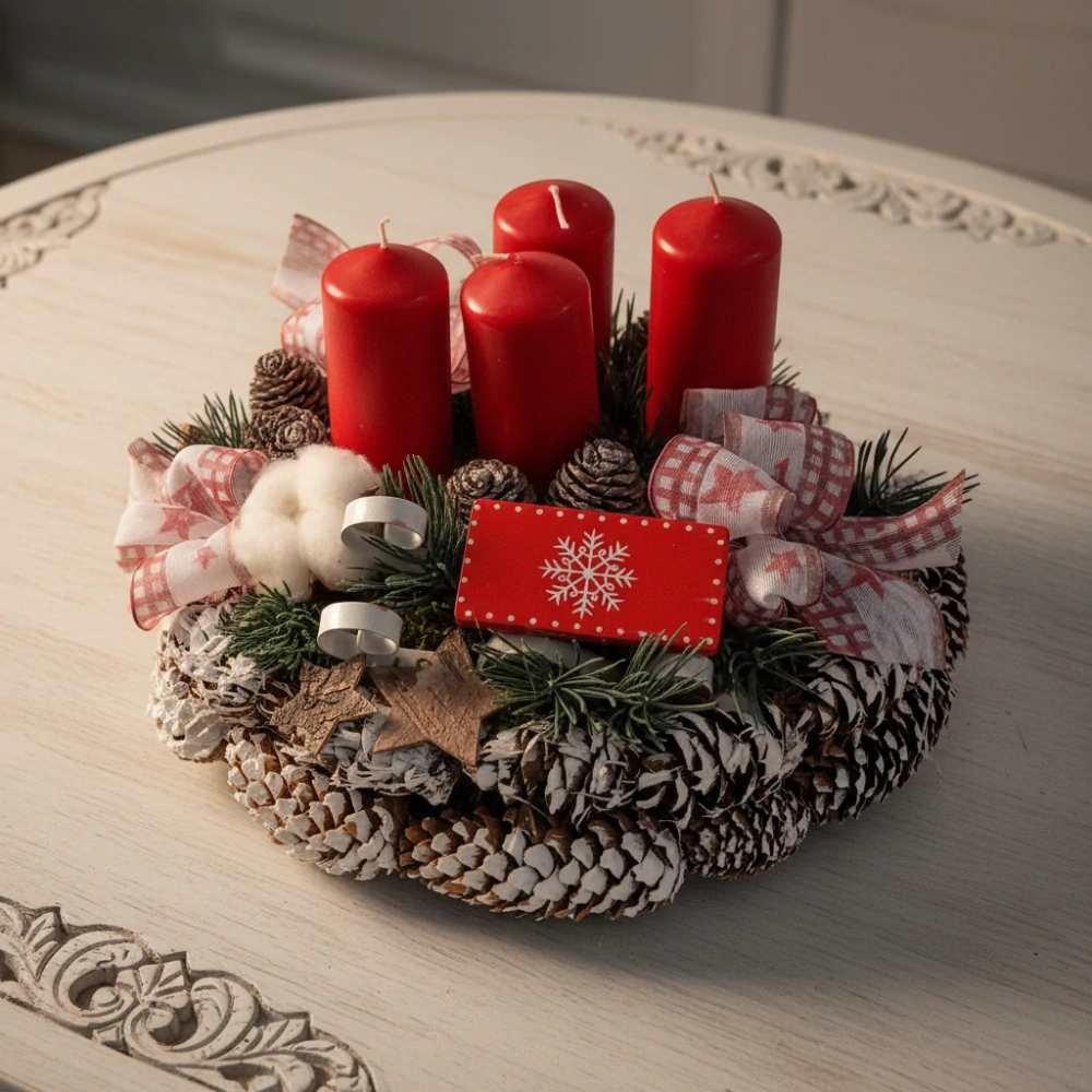 Adventní věnec červený ps3516