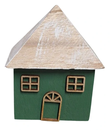 Dřevěný dekorační domeček – zelený ph5258