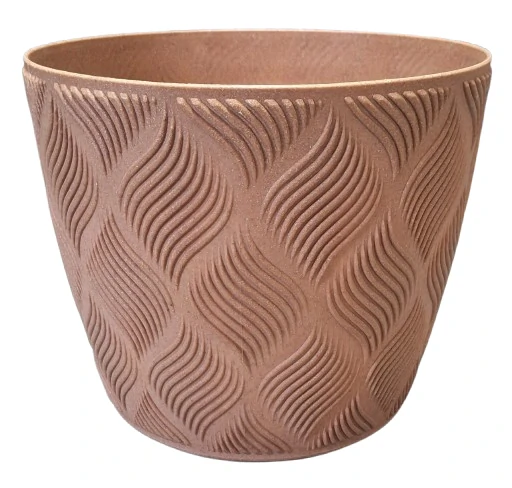 Květináč Form Wood – dekor dřeva, plastový obal na květiny 23cm