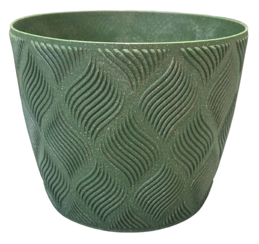 Květináč Form Wood zelený – dekor dřeva, obal na květiny 13 cm