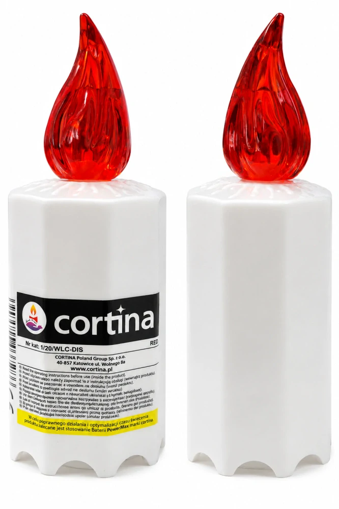 LED hřbitovní svíčka s červeným plamenem