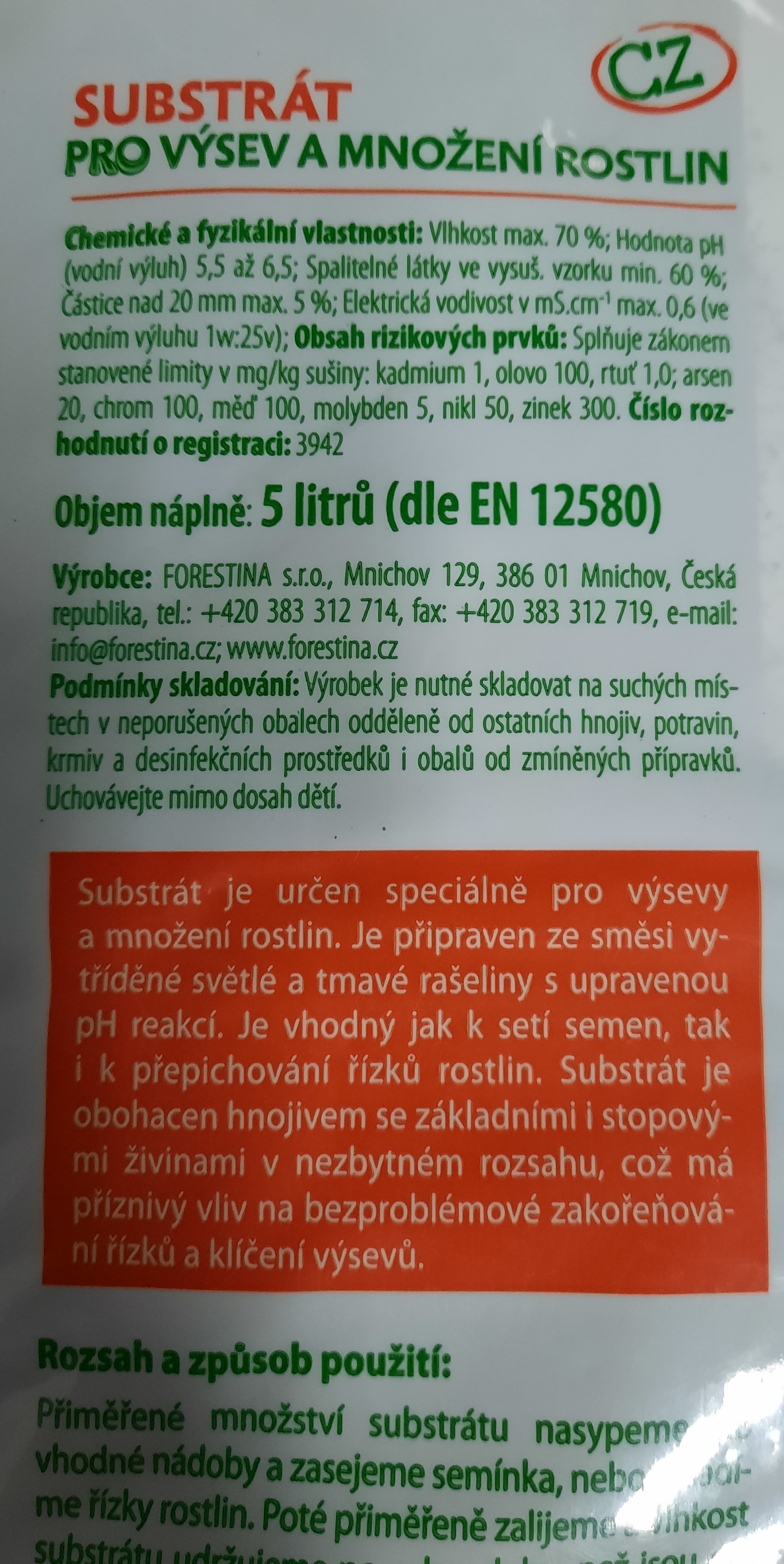 Substrát výsev 5l ph1830