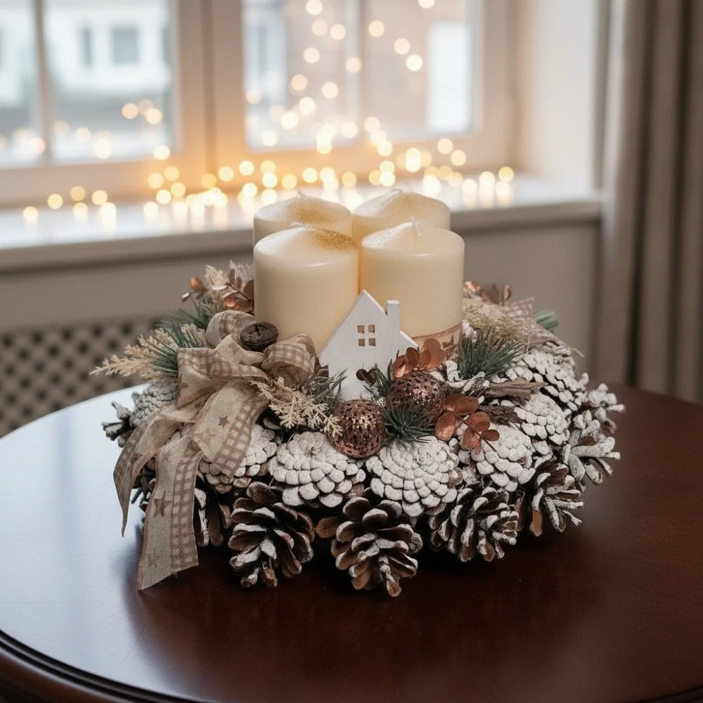 Adventní věnec krémovobronzový ps3508