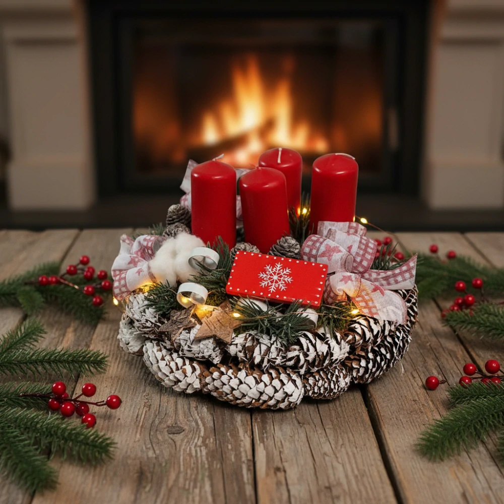 Adventní věnec červený ps3516