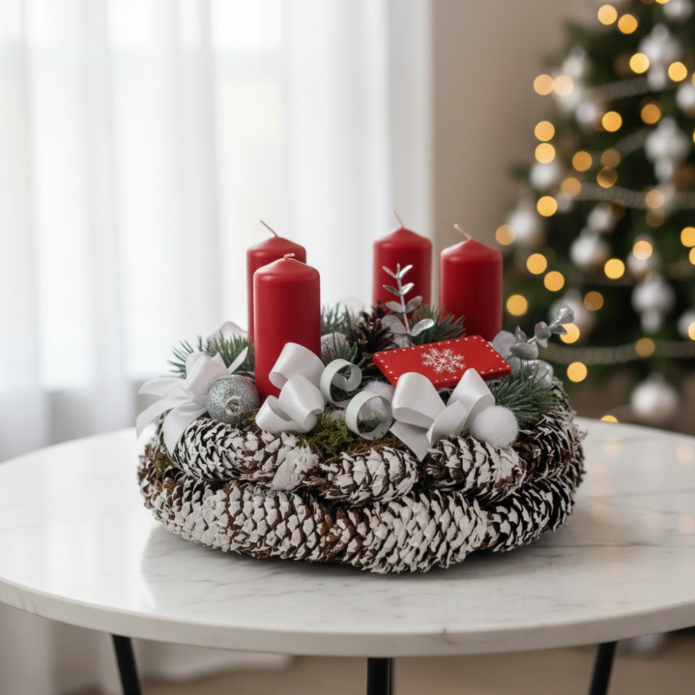Adventní věnec červený ps3518