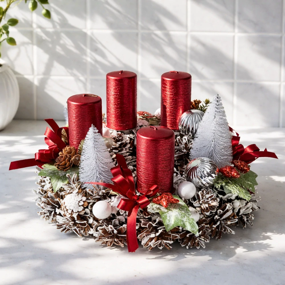 Adventní věnec červený ps3658