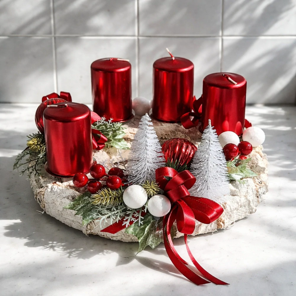 Adventní věnec červený ps3661