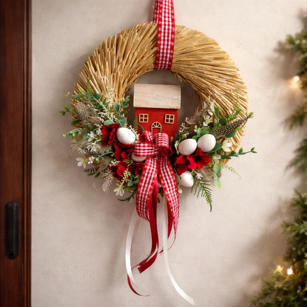 Velikonoční věnec na dveře Červený domeček ps3741
