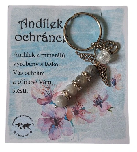 Andílek ochránce Labradorit a křišťál ph5496