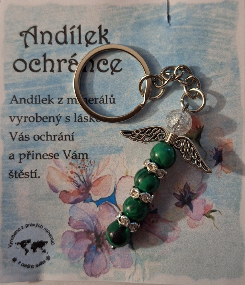 Andílek ochránce Malachit a křišťál ph5498