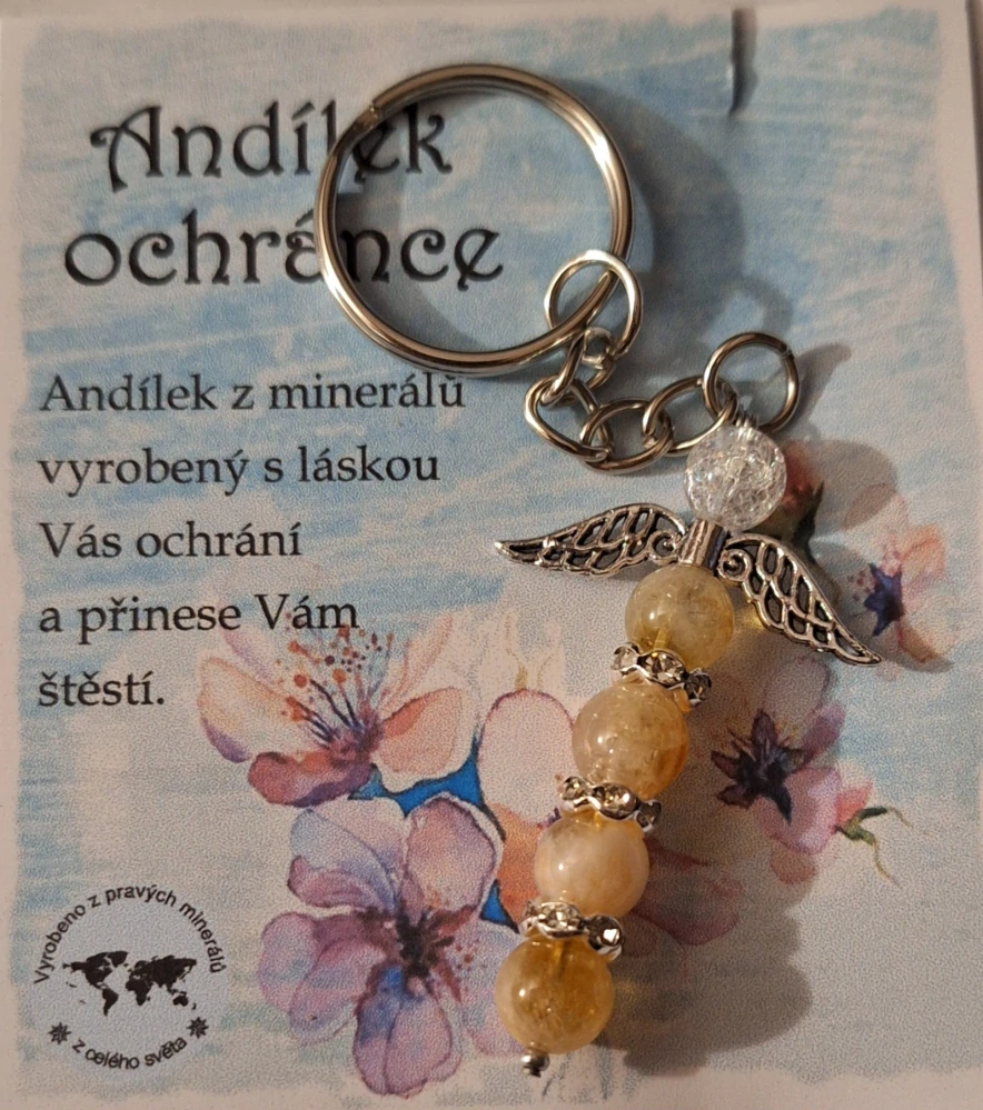 Andílek ochránce Citrín a křišťál ph5499