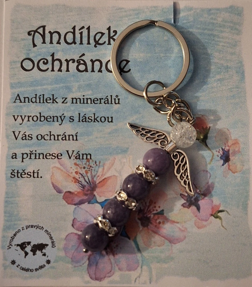 Andílek ochránce Ametyst levandulový a křišťál ph5502