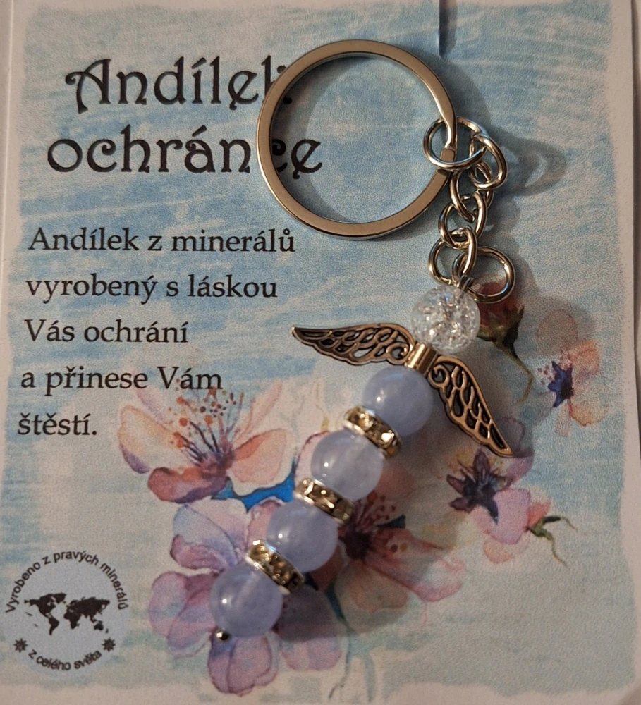 Andílek ochránce Akvamarín a křišťál ph5506