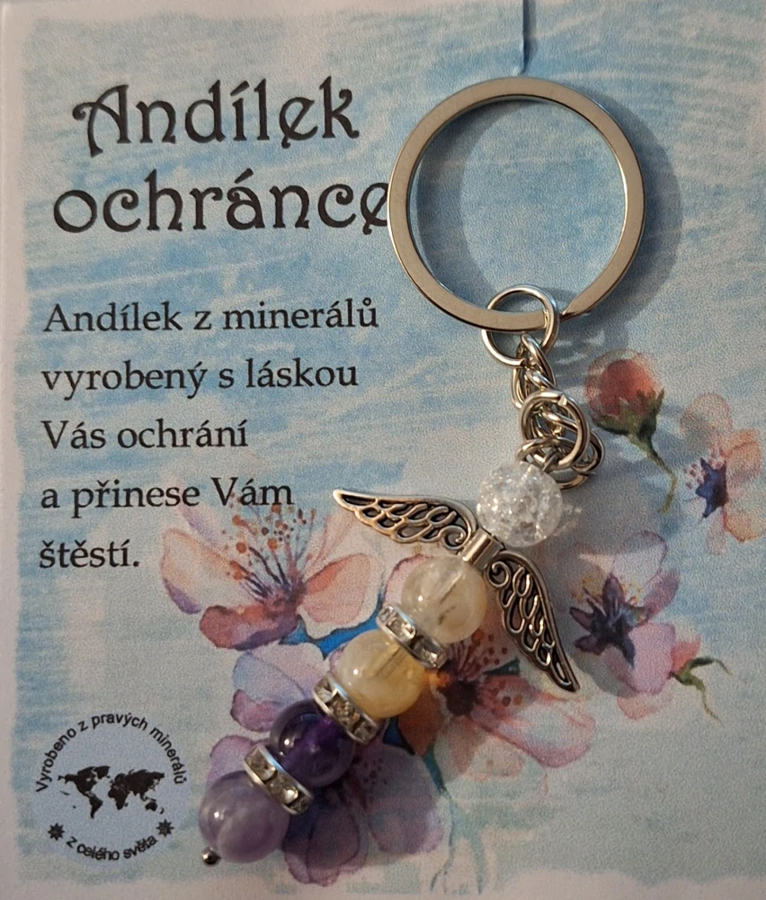 Andílek ochránce Ametyst, Citrín a křišťál ph5507