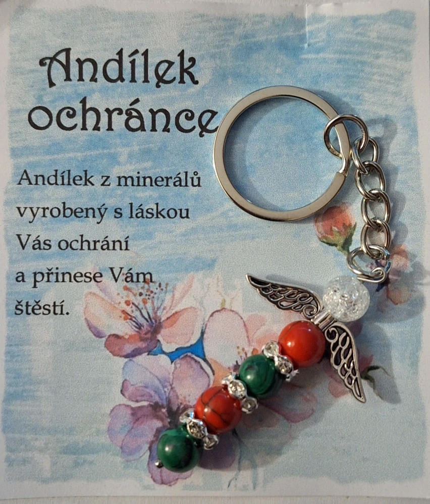 Andílek ochránce Tyrkys červený a Malachit ph5509