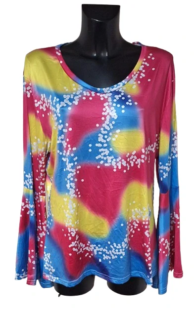 Dámské barevné retro tričko – hippie styl XXL ph5562