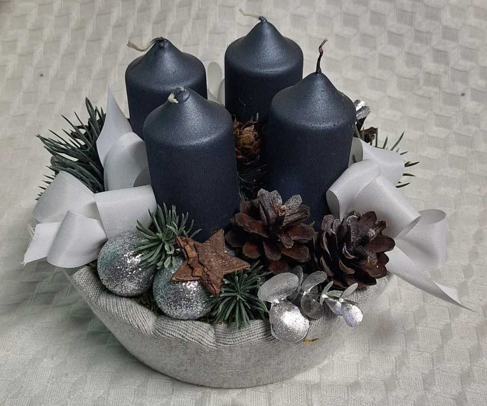 Adventní věnec šedý ps3521