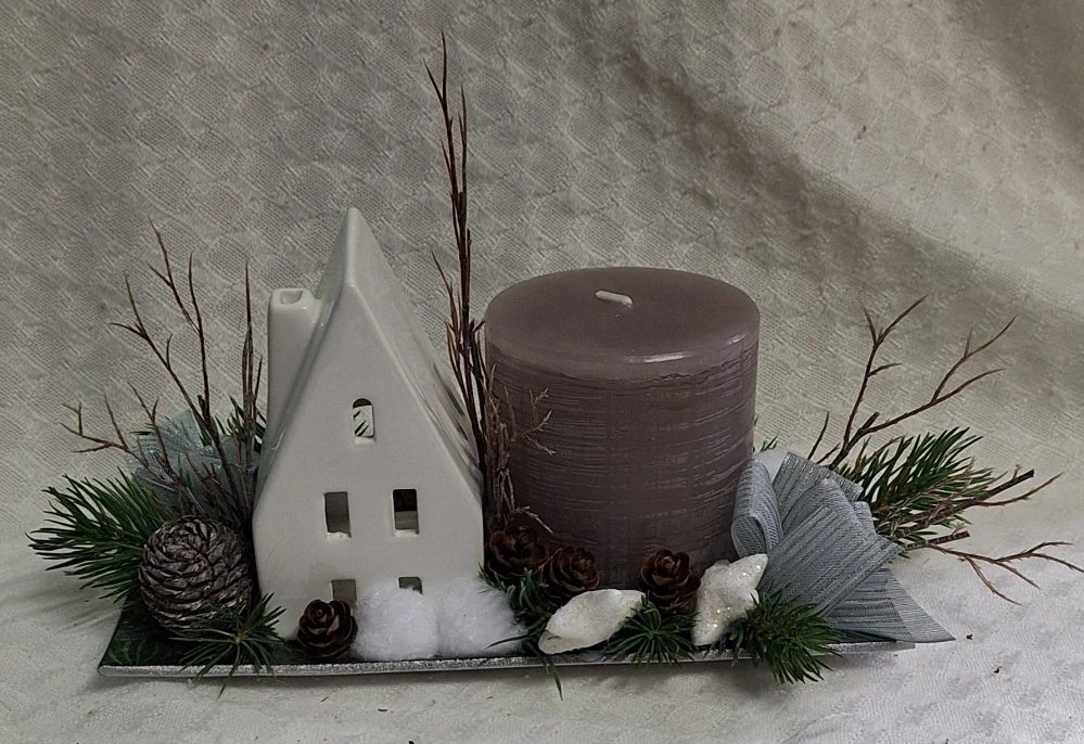 Vánoční svícen chaloupka ps3596