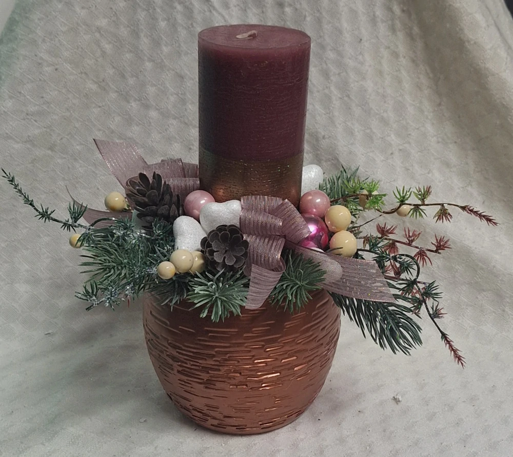 Vánoční svícen růžový ps3654