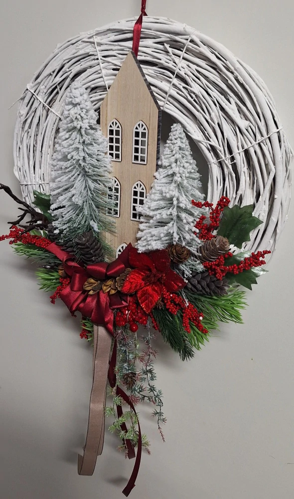 Vánoční věnec na dveře domeček ps3685