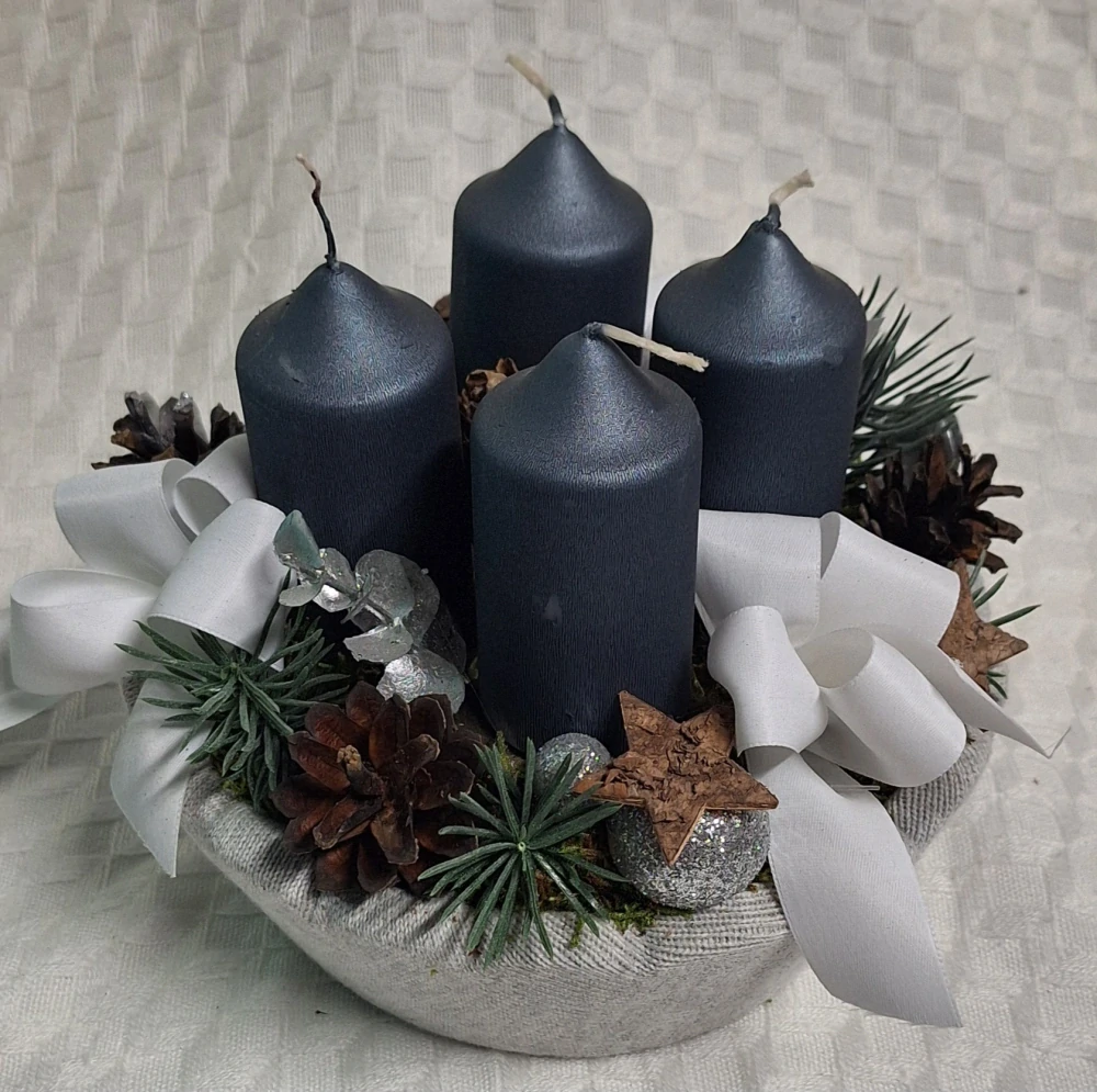 Adventní věnec šedý ps3521