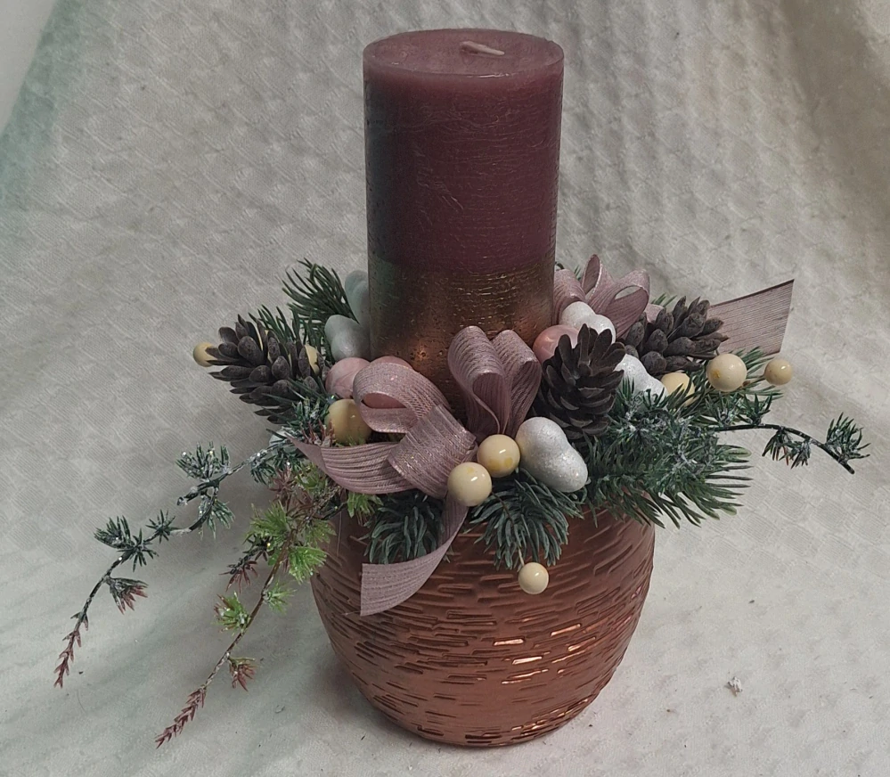 Vánoční svícen růžový ps3654