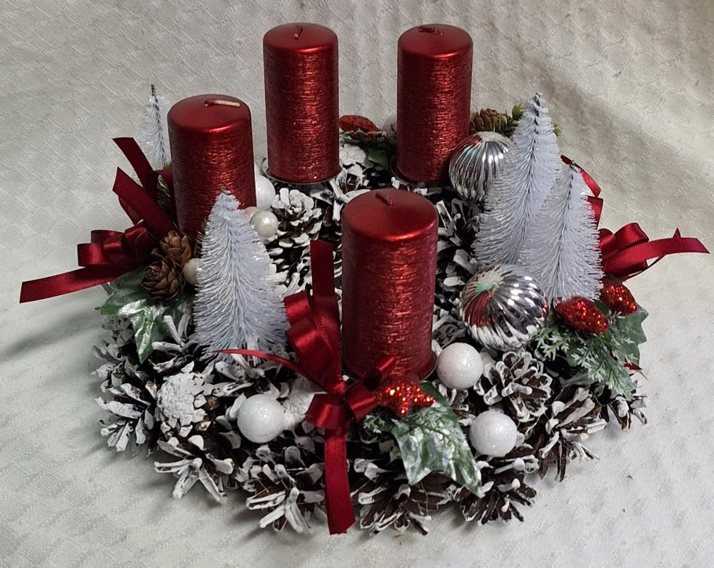 Adventní věnec červený ps3658
