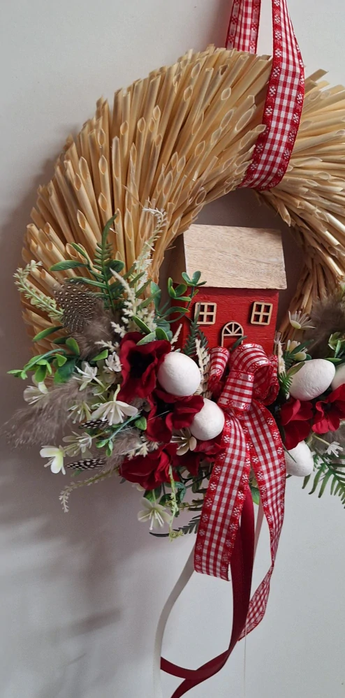 Velikonoční věnec na dveře Červený domeček ps3741