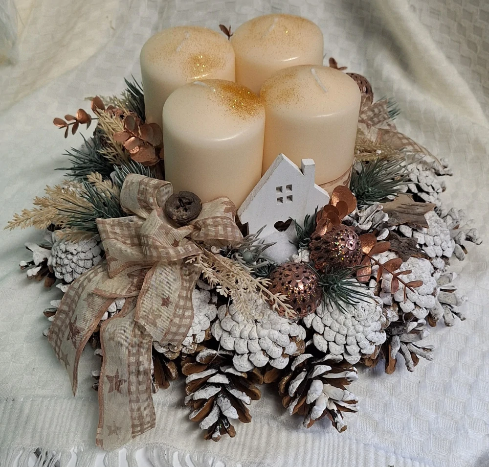 Adventní věnec krémovobronzový ps3508