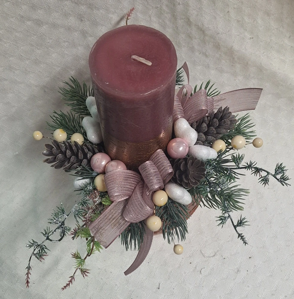 Vánoční svícen růžový ps3654