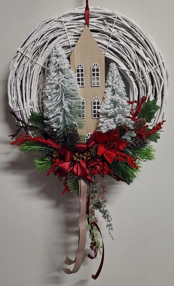 Vánoční věnec na dveře domeček ps3685