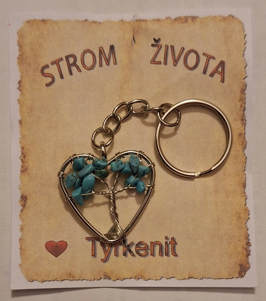 Přívěsek na klíče Strom života – tyrkenit, srdce