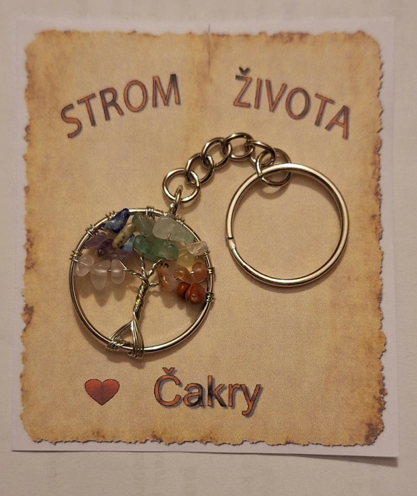 Přívěsek na klíče Strom života – čakrové kameny