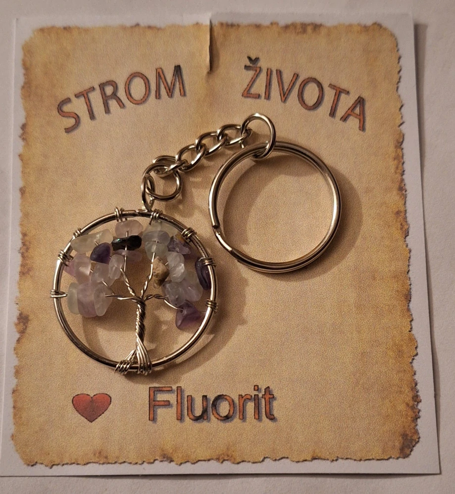 Přívěsek na klíče Strom života – Fluorit