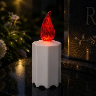 LED hřbitovní svíčka s červeným plamenem