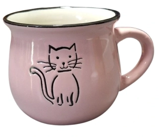 Hrnek s kočičkou růžový