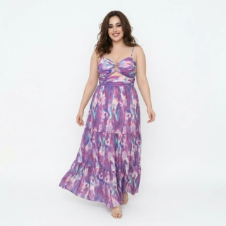 Dlouhé letní šaty s barevným vzorem ph4419