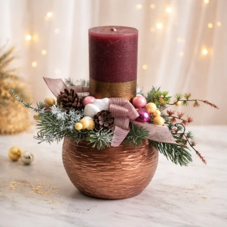 Vánoční svícen růžový ps3654