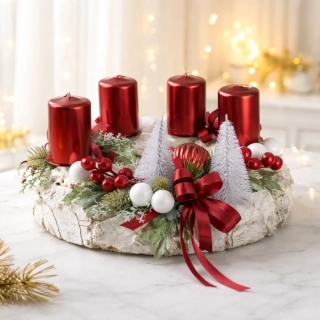 Adventní věnec červený ps3661