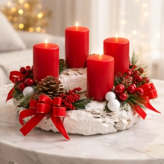 Adventní věnec červený ps3662