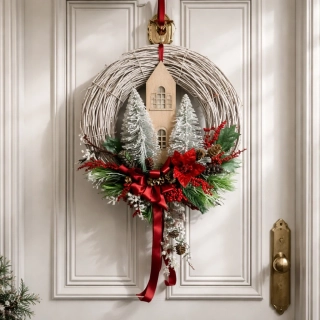 Vánoční věnec na dveře domeček ps3685