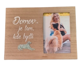 Dřevěný fotorámeček Domov je tam, kde bydlí pes ph5215