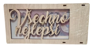 Dřevěný rámeček na peníze Všechno nejlepší ph5218