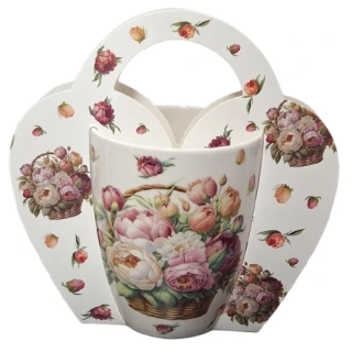 Porcelánový hrnek 350 ml s květinovým motivem ph5229