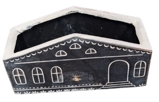 Dekorační truhlík Domeček černý ph5234