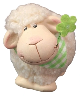 Dekorační ovečka se zelenou kytičkou ph5245