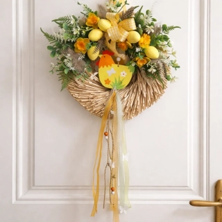 Velikonoční věnec na dveře Slepička s vajíčky ps3736