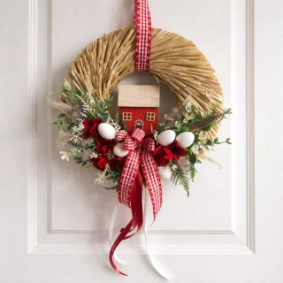 Velikonoční věnec na dveře Červený domeček ps3741
